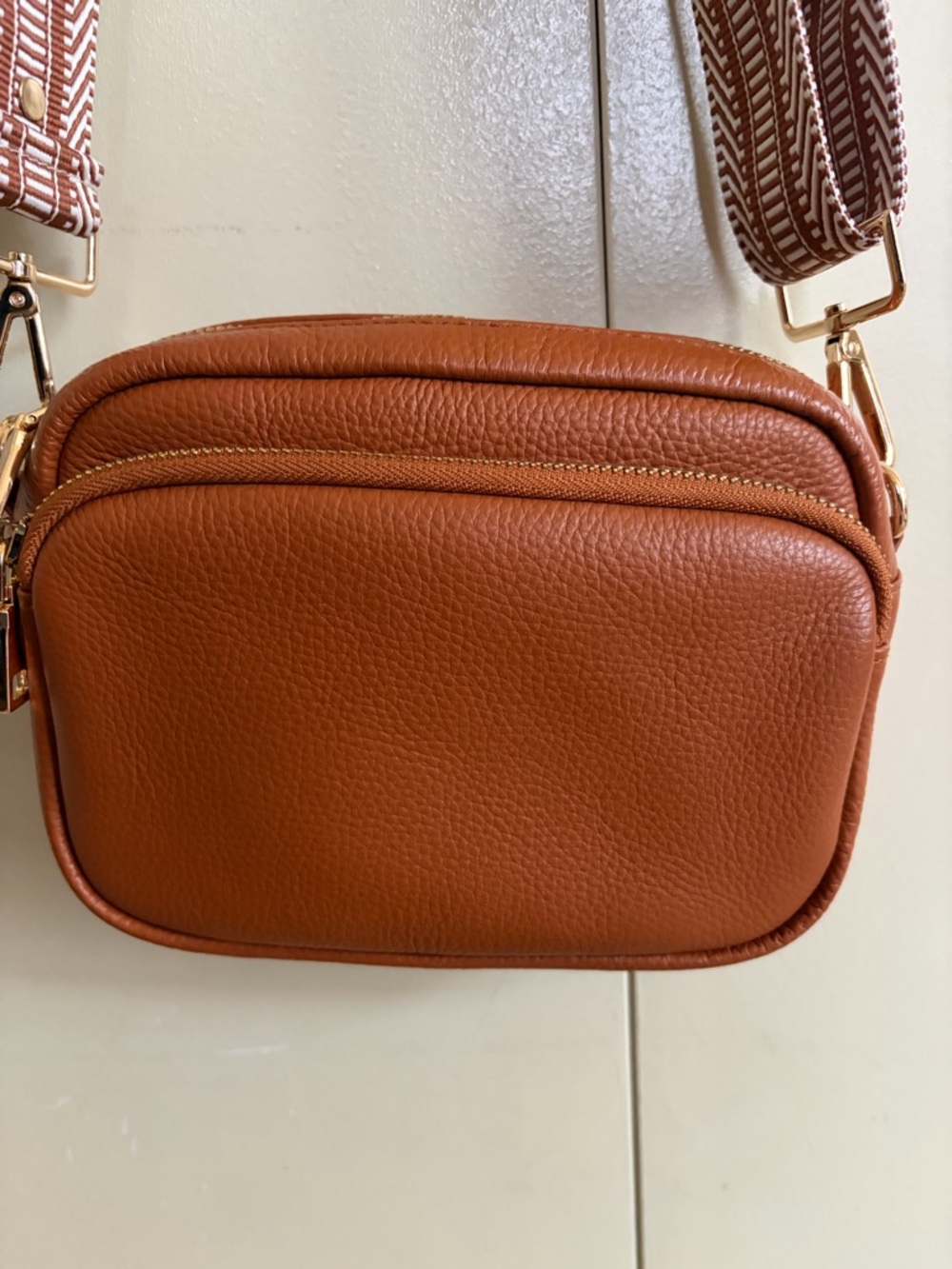 Everyday Pebbled Leather Crossbody in Cognac
